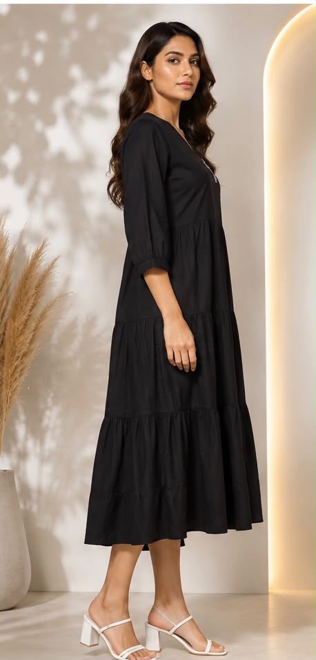 Women's Embroidered Cotton Anarkali Kurti