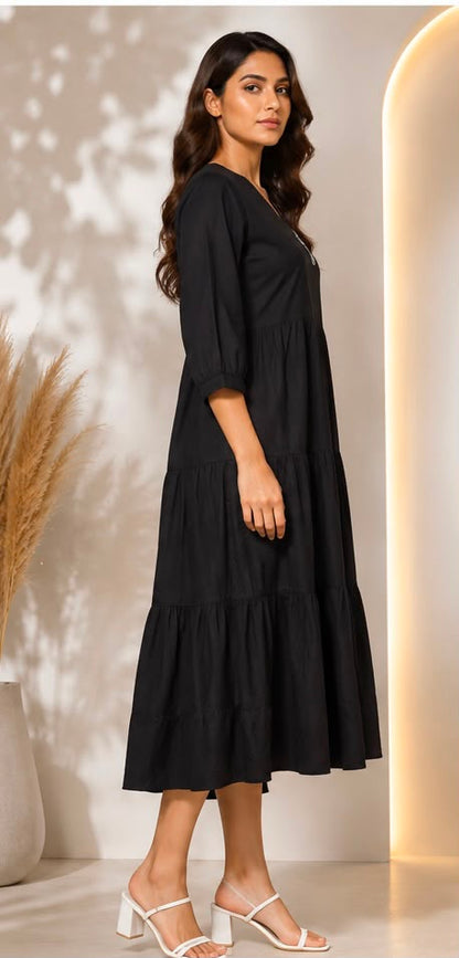 Women's Embroidered Cotton Anarkali Kurti