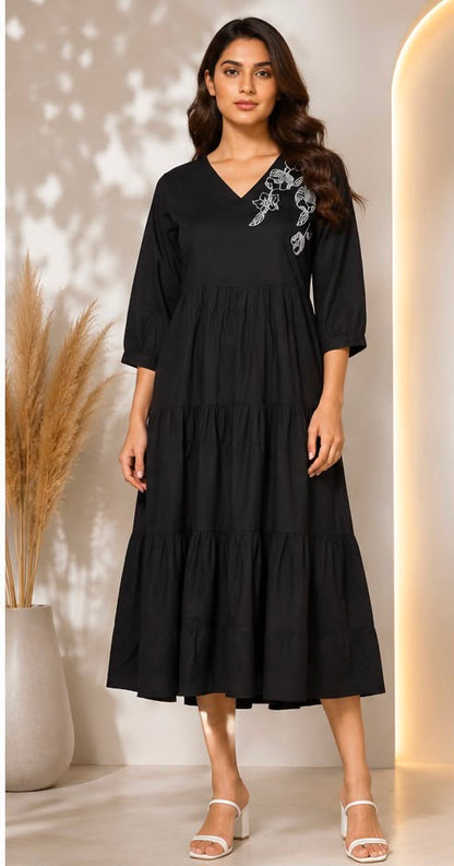 Women's Embroidered Cotton Anarkali Kurti